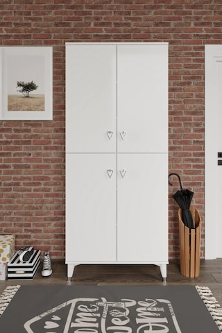 Simple Sp4190 Ayakkabılık 4 Kapaklı Mutfak Dolabı Balkon Dolabı Kiler Banyo Dolabı Çok Amaçlı Dolap Beyaz Gümüş Beyaz - Gümüş