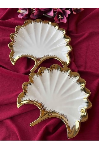 Ginkgo Yaprak Sunum Tabak 2'li 23 25cm Renkli