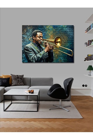 Kanvas Tablo Trombon Çalan Müzisyen