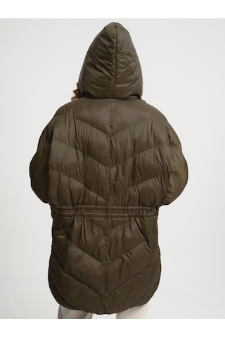 Oversize Fit Kadın Mont Haki