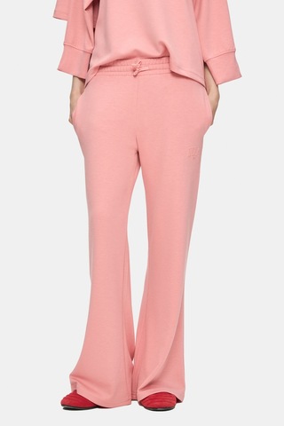 Uranıa Pembe İspanyol Paça Gofre Baskı Loose Fit Kadın Eşofman Altı Pembe