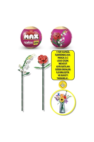 Max Uzun Yapı Blok Setli Çiçekler Gül Ve Zambak - Lütfen Dikkat 1 Adet Top Paket Gönderiliyor ..