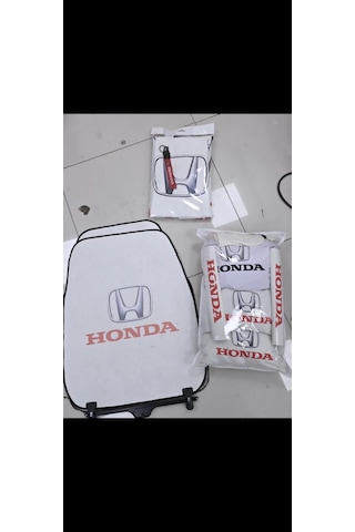 Beyaz Honda Super Set+havlu Set+paspas Servıs Kılıf Yastık Kemer Torpido Ve Sırt Havlu+anahtarlık H