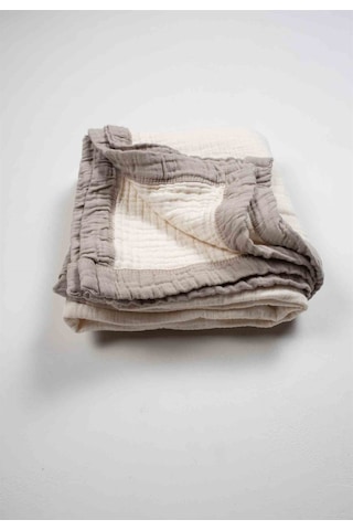 Cigit Kalın Biyeli Dört Kat Ham Battaniye 85x90 Cm Vizon Krem