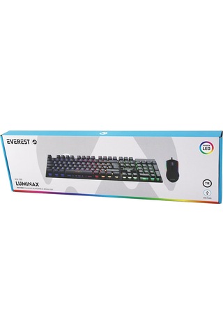 Siyah Gökkuşağı Işıklı Usb Kablolu Oyuncu Klavye - Mouse Set 4887