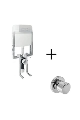 Ova Gömme Rezervuar Set +buton+vana Uyumlu Beyaz