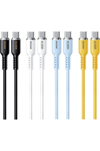 Wk Wdc-11 100w Usb-c / Tip-c Usb-c / Tip-c Silikon Veri Kablosu, Uzunluk: 1.2m Siyah