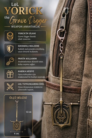 Lol Yorick The Grave Digger Weapon Anahtarlık Bronz