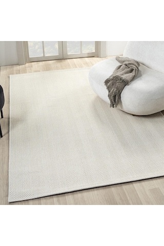 Krem Beyaz Kılçık Desenli Modern Halı - L665krbo Krem - Beyaz