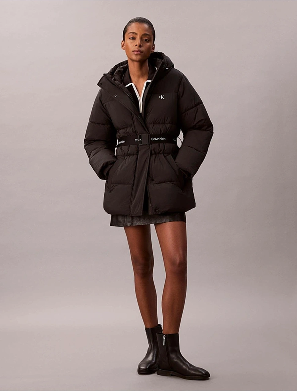 Calvin Klein Kadın Marka Logolu Bel Kemerli Çift Fermuar Cepli Siyah Mont Lv047d507g Ub1-10919 Siyah