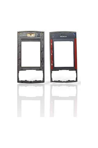 Nokia X3 Ön Kapak Nokia X3-00 Uyumlu Siyah Kırmızı Ön Kapak