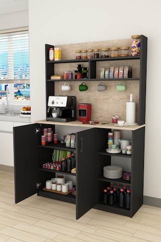 Asra Trend Kahve Köşesi KAHVE02 %100 MDF Çok Amaçlı Mutfak Dolabı Kiler Antrasit - Sidon