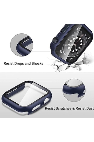 Apple Watch 1/2/3/4/5/6 Seri 38 Mm Ekran Koruyucu Ve Kılıf Bir Arada Tam Koruma Lacivert Çok Renkli