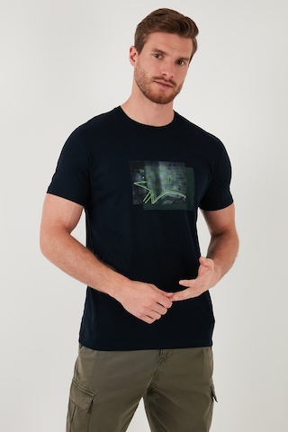 Buratti Pamuklu Slim Fit Bisiklet Yaka Erkek T Shirt 646R8120 Lacivert