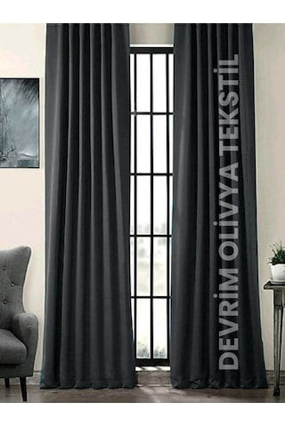 Shy Tekstil Lüks 1. Sınıf Özel Dikim Antrasit Blackout Işık Geçirmez Fon Perde Ekstraforlu Karartma Blackout Antrasit
