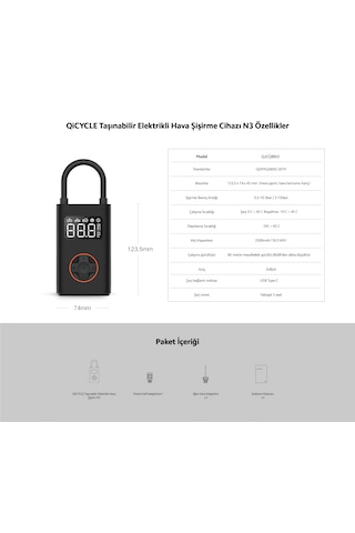 Xiaomi Qicycle N3 Elektrikli Taşınabilir Hava Pompası Genpa Gara
