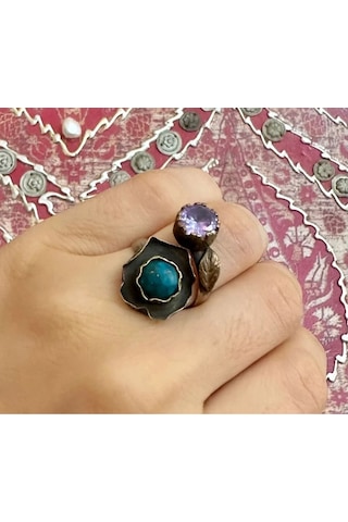 Allahverdi Türkmen Turkuaz Amatist Gümüş Yüzük