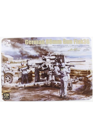 Border Bt-013 1/35 Ölçek, Alman 88mm Gun Flak36 Ve 6 Adet Uçaksavar Mürettebatı, Plastik Model Kiti-58216