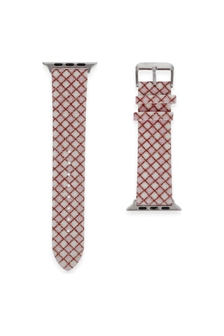 Newface - 428 - Apple Watch 42mm Karo Motif Kordon - Csmo-tex - - Pembe
