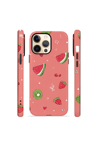 Apple iPhone Uyumlu 14 Pro Max Vorian Çift Katmanlı Magsafe Kılıf Summer Fruit Crush