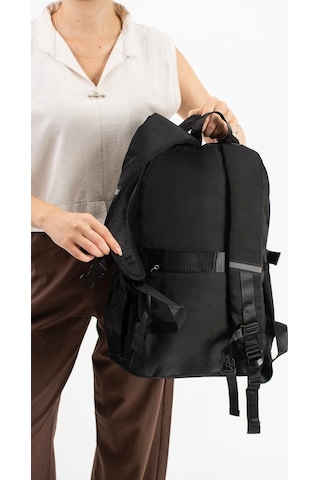 Ventis Unisex Okul Çantası Ortaokul Lise Cüzdanlı Sırt Çantası 43 30 Cm Su Geçirmez Kumaş Vnt5-e Siyah