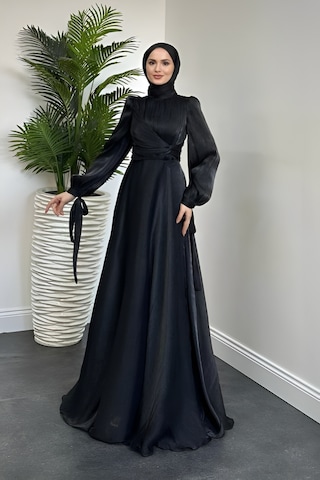 Kolu Bağlamalı Abiye Siyah