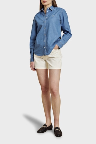 Brooks Brothers %100 Pamuk Logo Nakışlı Denim Görünümlü Gömlek Bayan Gömlek Bbss26fds001115 Mavi