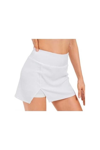 Fortunelane Yüksek Bel Spor Etek Kısa Şortlu, Anti-slip Hızlı Kuruyan, Yoga Tenis Golf İçin, Sırtı Kapanan Kadın Spor Giyimi Beya Beyaz