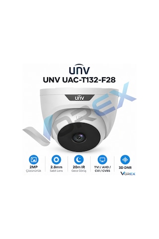 Unv Uac-t132-f28 2mp 1080p 2.8mm 20m Ir Gece Görüşlü Analog Turret Dome Güvenlik Kamerası