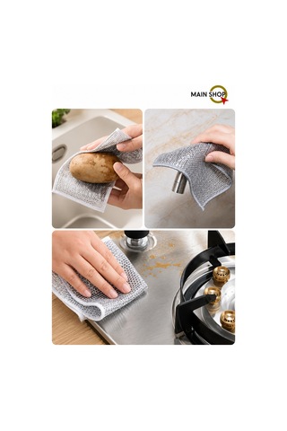 Mainshop 10 Adet Tel Bulaşık Bezi Çizmez Bulaşık Teli Çelik Bez 20x20 Cm Çift Katmanlı M-602 Diğer