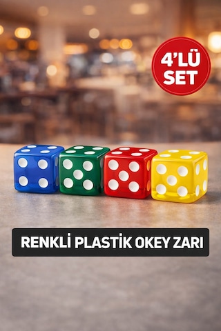 Renkli Plastik Okey Zarı 16 Mm Mavi Yeşil Kırmızı Sarı Zar