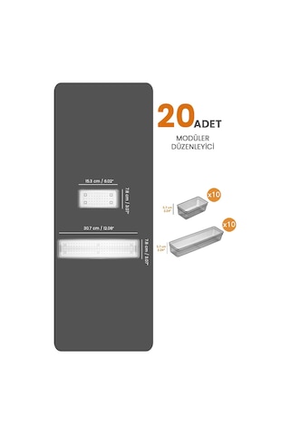 20'li Modüler Set Kaşıklık Çekmece Içi Düzenleyici Çatal Kaşık Bıçak Düzenleme Organizeri Antrasit