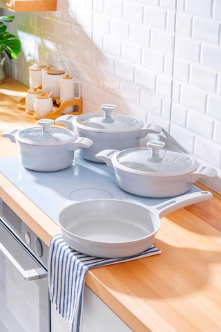 Acar Ultimate Pro Döküm 7 Parça Tencere Seti Beyaz