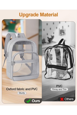 Jeemson Geniş Kapasiteli Şeffaf Sırt Çantası - Oxford & Pvc Malzeme, Ayarlanabilir Askılı Kemer, Okul/konser/ulaşım İçin Dayanıklı Tasarım