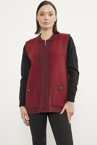 Sementa Polo Yaka Fermuarlı Triko Yelek - Bordo 001