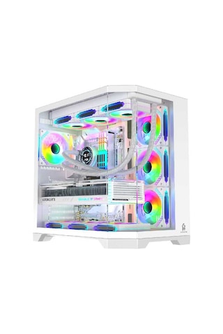 F-7 Edge 7x Argb Pwm Fan Beyaz Atx Akvaryum Gaming Kasa Oyuncu Kasası