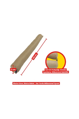 Xpermate Fermuarlı Cırt Cırtlı Seyahat Boyun Yastığı 110 CM Bej