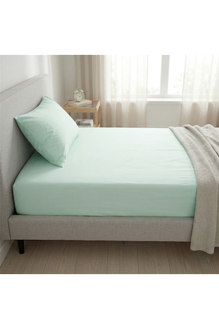 Maki Home %100 Pamuklu Açık Yeşil 90x190+50x70 Cm Tek Kişilik Lastikli Çarşaf Takımı Mint Yeşili