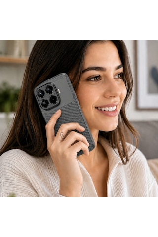 Xiaomi Mi 17t Pro Uyumlu Kılıf Karbon Tasarım Kamera Korumalı Silikon Telefon Kılıfı Kapak Gri