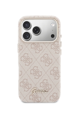 Apple Uyumlu iPhone 17 Pro Max Kılıf Guess Lisanslı M-safe Özellikli Script Yazı Logolu 4g Desenli Kapak Pembe