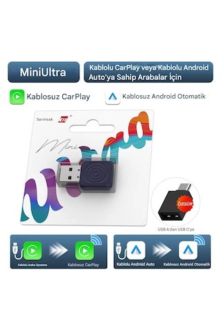 Carlinkit Mini Ultra 5.0 Kablosuz Carplay & Android Auto Adaptörü