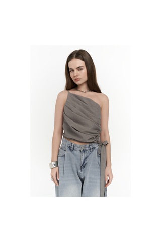 Calista Bağlamalı Gri Crop Gri