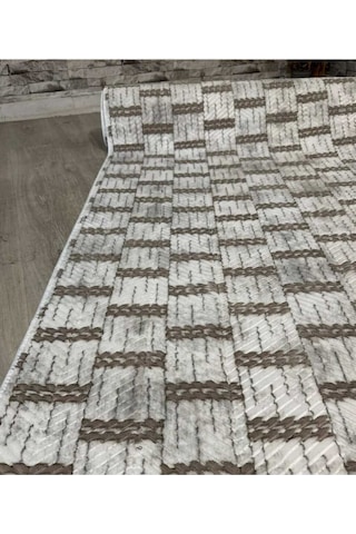 Nesrin Kaymaz Jel Taban Modern Kesme Yolluk Leke Tutmaz Salon Mutfak Koridor Halisi Kahverengi