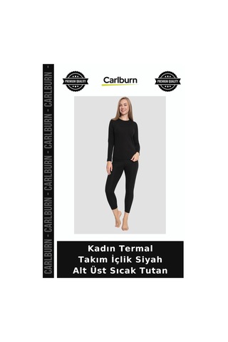 Carlburn Özel Üretim Kadın Termal Takım İçlik Siyah Alt Üst Sıcak Tutan Seçenek Dokunuş Ormes