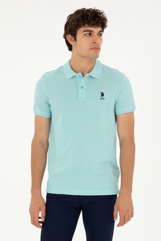 U.S. Polo Assn. Erkek Slim Fit Polo Yaka Su Yeşili Basic Tişört 50279613-VR083