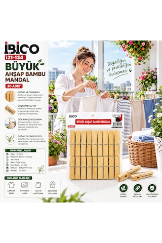 20pcs Büyük Ahşap Bambu Mandal 5250 Diğer