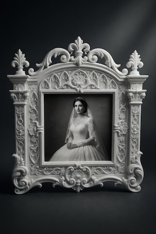 21x24 Cm Dekoratif Fotoğraf Çerçevesi Barok Desenli Vintage Duvar Çerçevesi, Masa Üstü Anı Ve Portre Çerçevesi