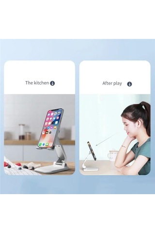 Katlanabilir Stant Business Model Abs + Silikon Materyal Tablet Akıllı Telefon Standı Masaüstü Stand Katlanabilir Cep Telefonu Telefon Tutucu Q7-l Siyah Diğer