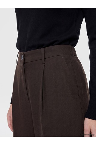 Lcwaıkıkı Classic Kahverengi Beli Lastikli Pileli Kadın Kumaş Pantolon