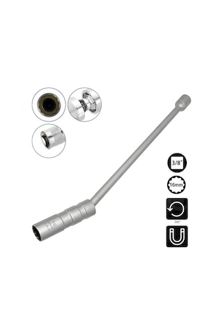 6562 Mafsallı Mıknatıslı 12 Köşe 3/8" Uzun Buji Lokma 16 Mm